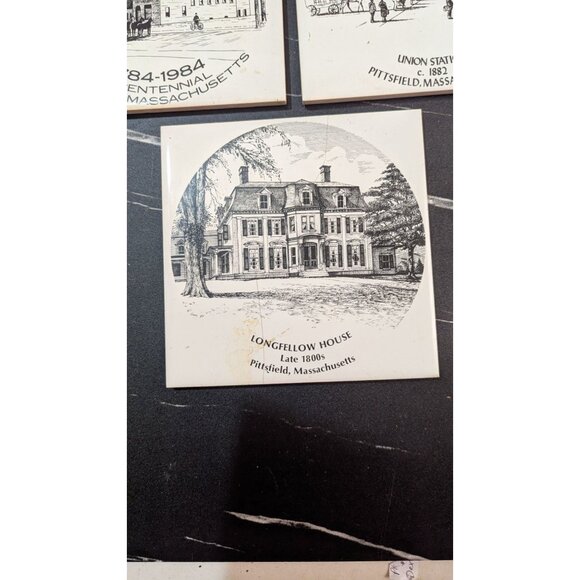 Set Of 5 Collectible Ceramic Tiles Pittsfield Dalton MA Historic Landmarks 1980s - Picture 5 of 7